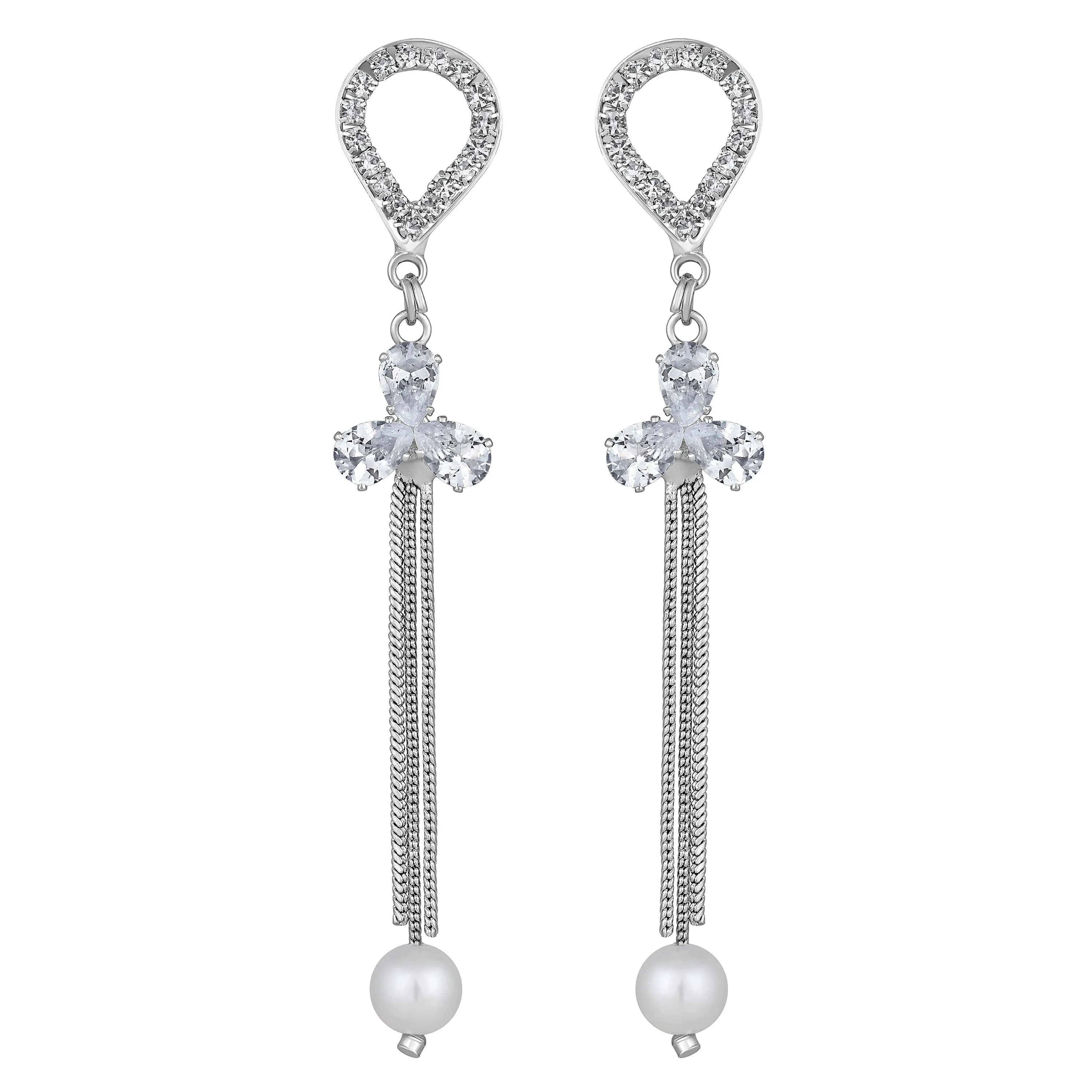 AD Stone & Artificial Pearl Dangle Drop Tassel