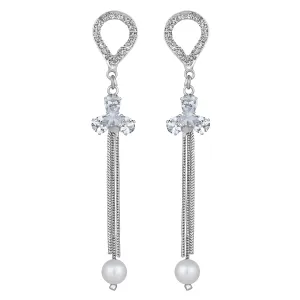 AD Stone & Artificial Pearl Dangle Drop Tassel