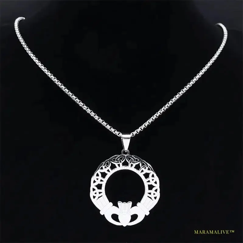 Ancient Celtic Knot Cross Pendant Necklace - Unisex Vintage Gothic Irish Amulet Jewelry