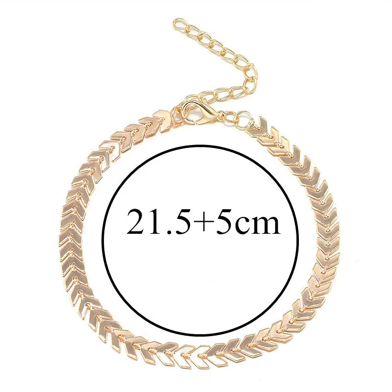 Antique Gold Color Arrow Shape Anklets for Women
