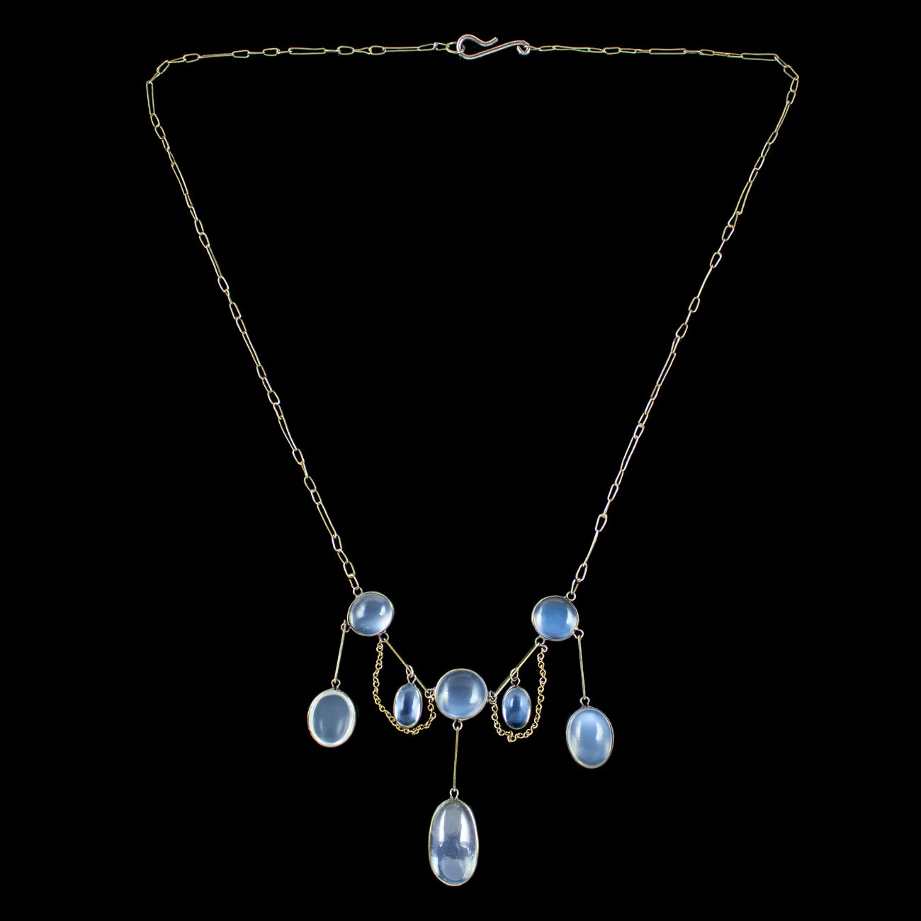 Antique Victorian Moonstone Dropper Necklace 15ct Gold