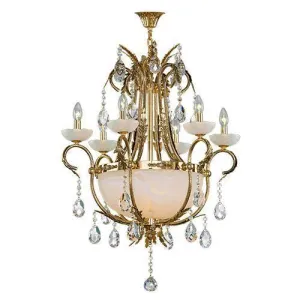 Asfour - Alabaster Chandelier - 10 Bulbs - Gold Oxide - Ball Clear