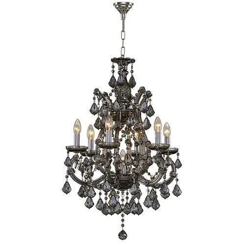 Asfour - Maria Theresa Chandelier - 7 Bulbs - Chrome - Pendeloque Satin