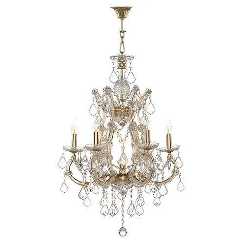 Asfour - Maria Theresa Chandelier - 7 Bulbs - Gold - Pendeloque Clear