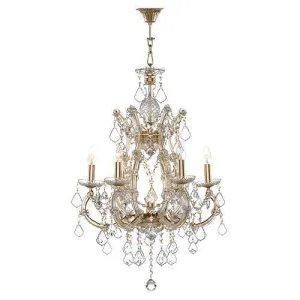 Asfour - Maria Theresa Chandelier - 7 Bulbs - Gold - Pendeloque Clear