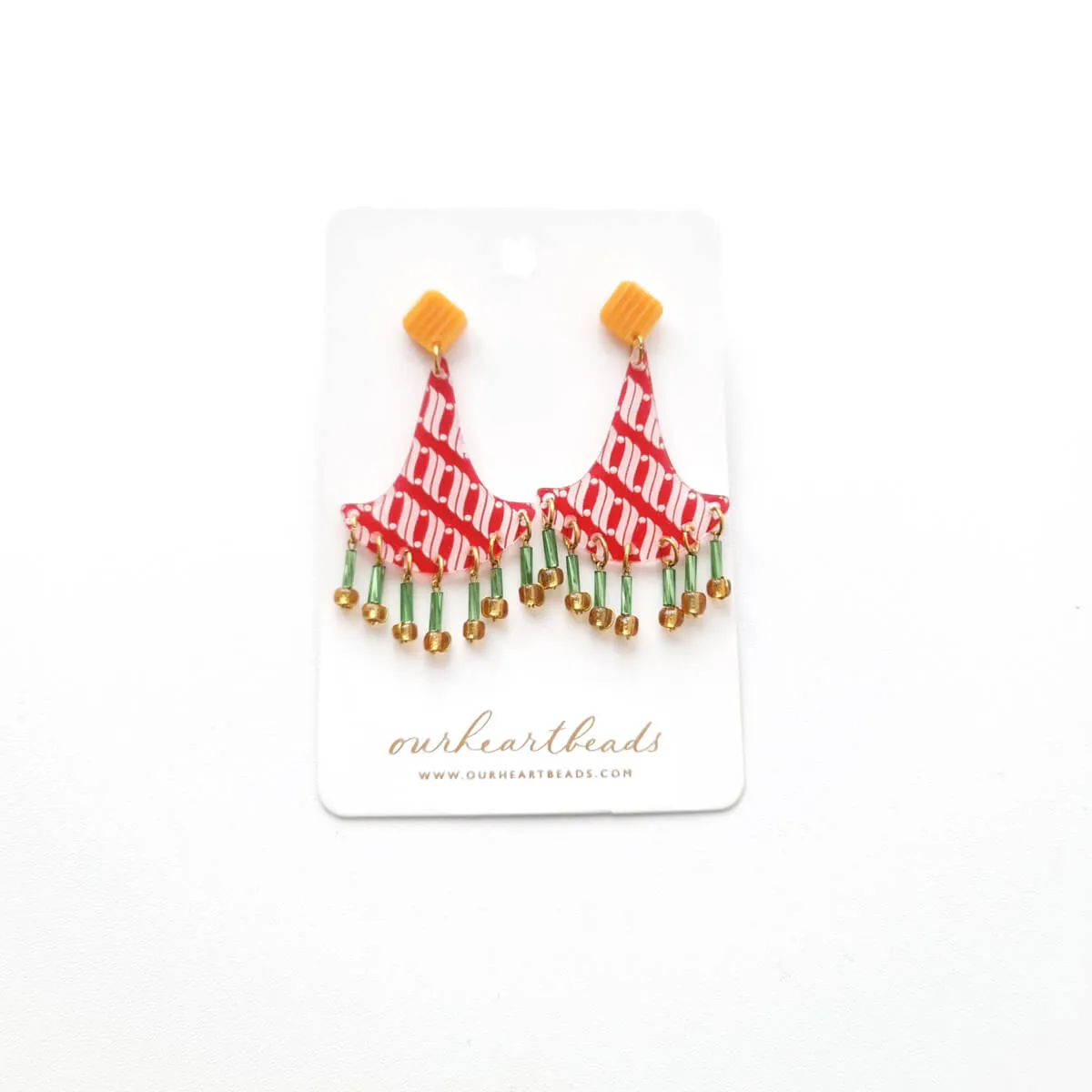 Batik Parang Red Earrings
