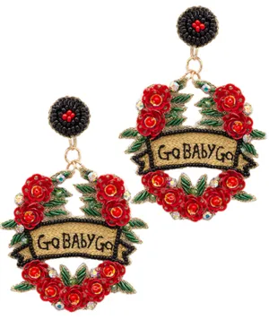 Beaded Go Baby Go Roses Earring