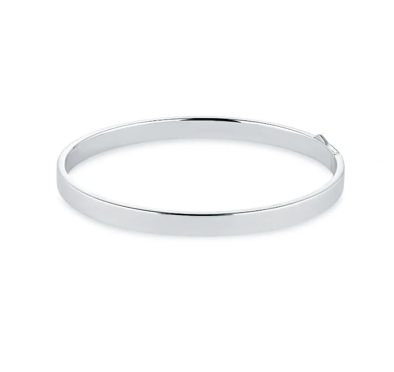Birks Sterling Essentials Square Edge Oval Hinged Bangle Size Small