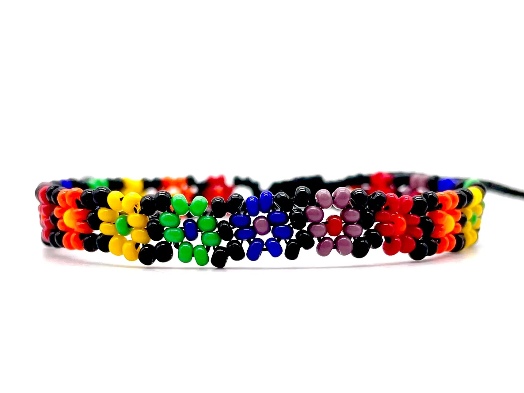 Black Matte Flower Adjustable Bracelet