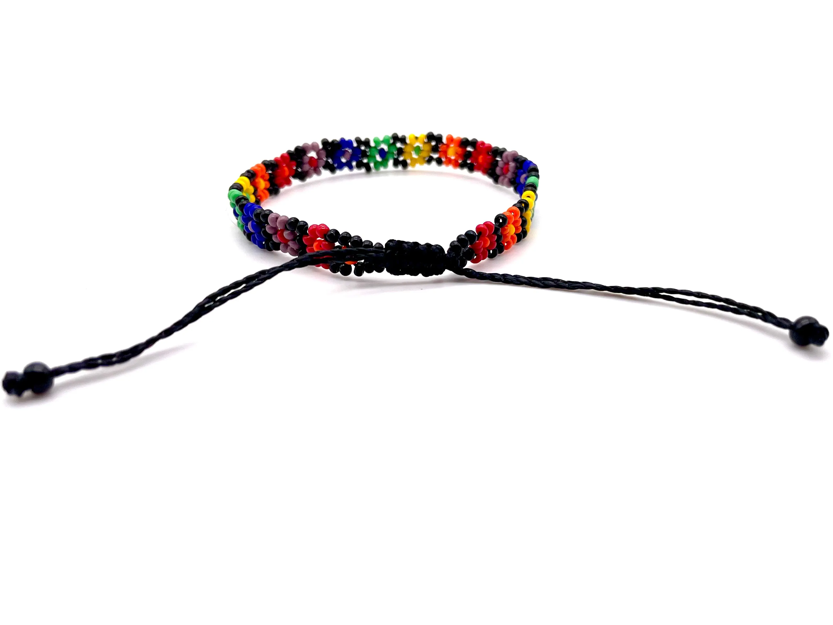 Black Matte Flower Adjustable Bracelet