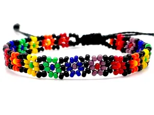 Black Matte Flower Adjustable Bracelet