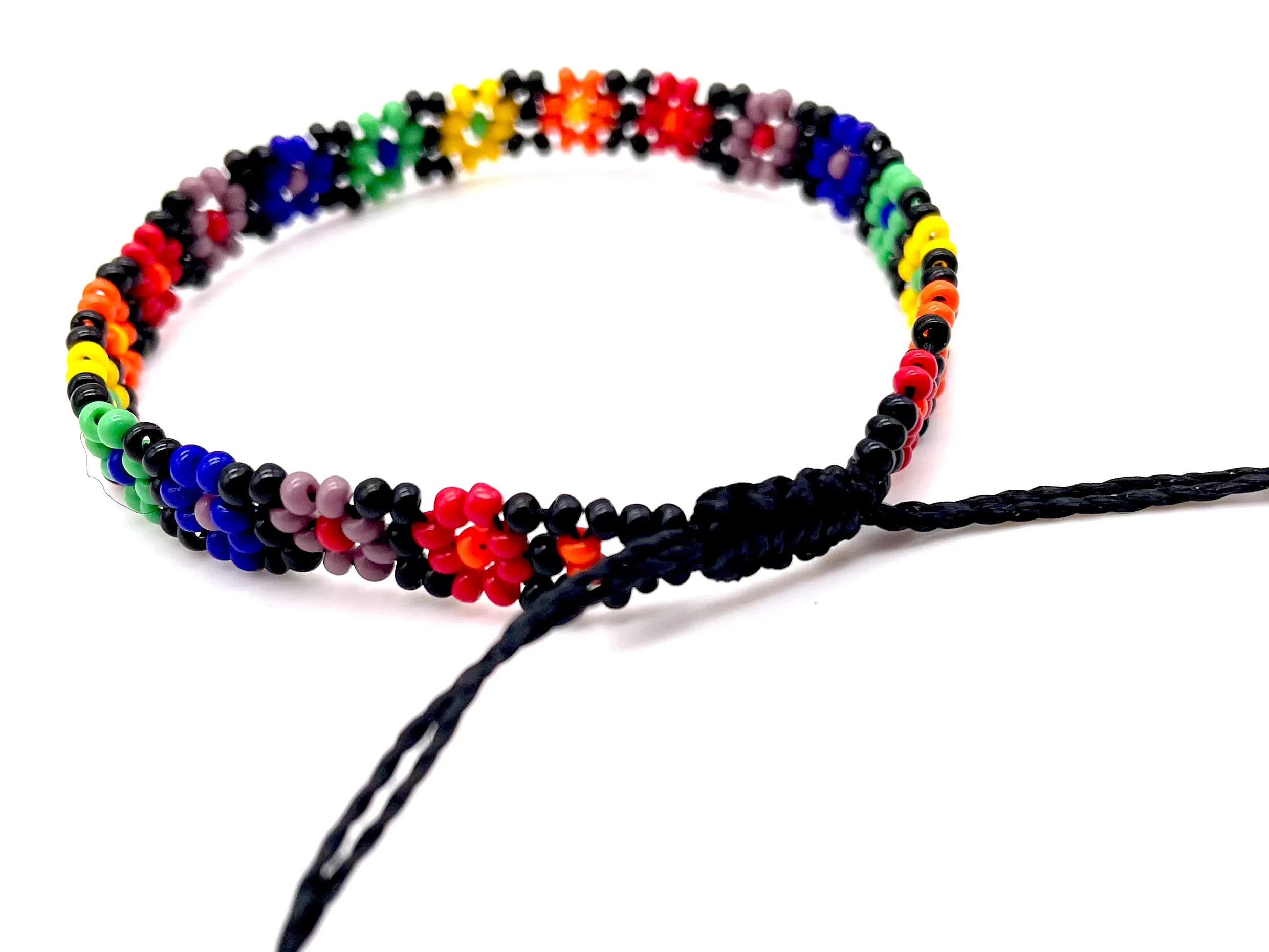 Black Matte Flower Adjustable Bracelet