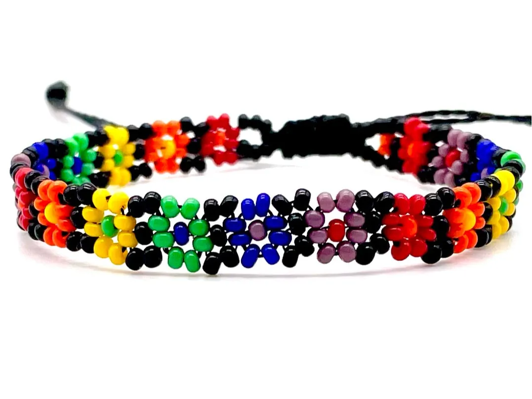 Black Matte Flower Adjustable Bracelet