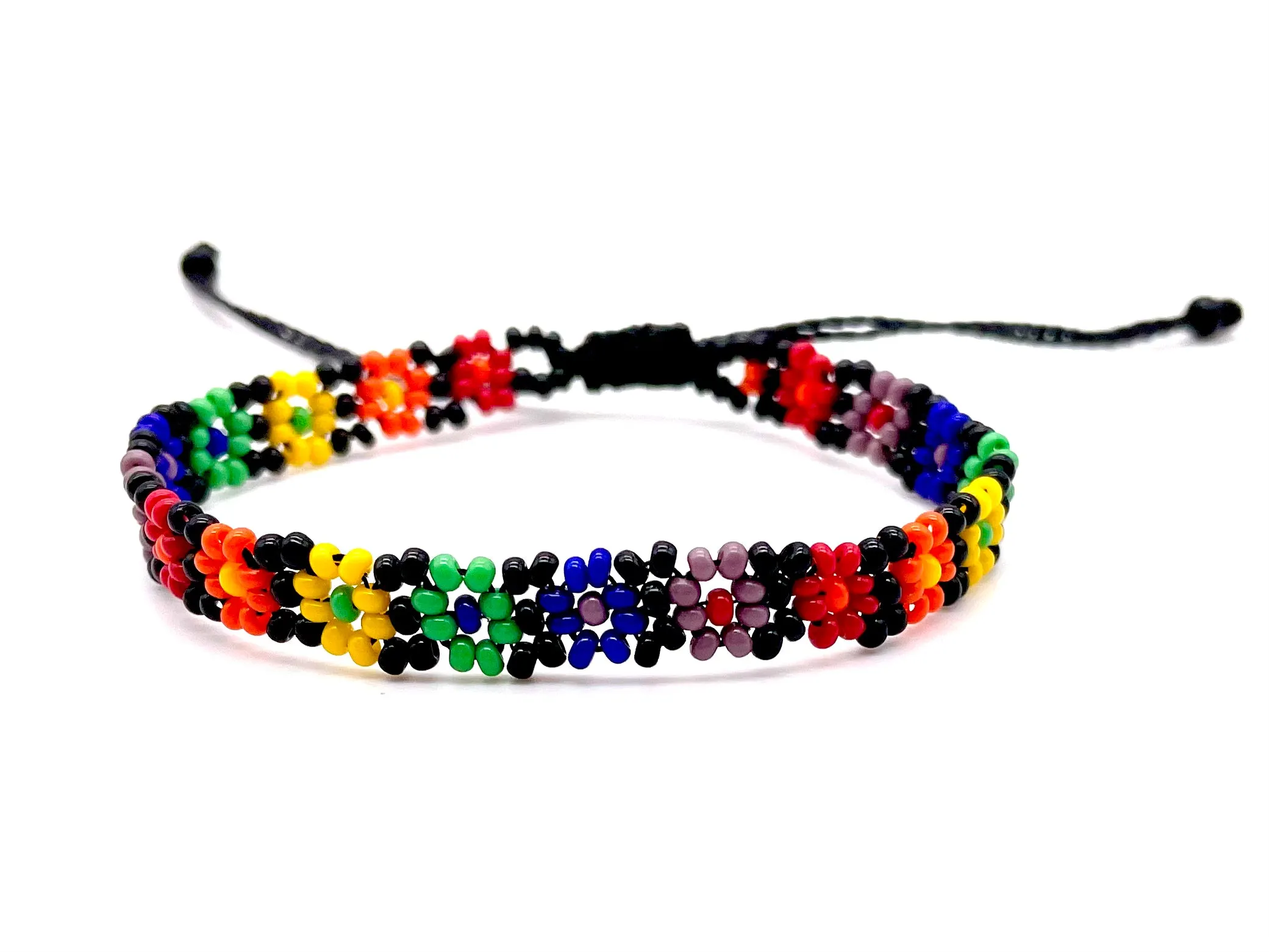 Black Matte Flower Adjustable Bracelet