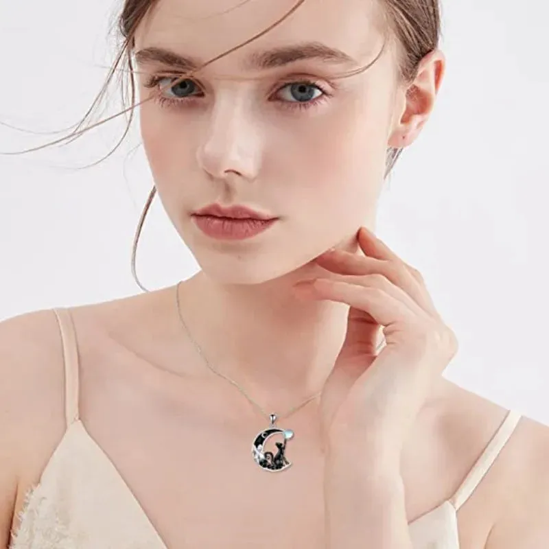 Black Moon Cat Necklace