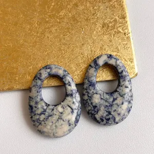 Blue   White Agate Oval Earring Charms