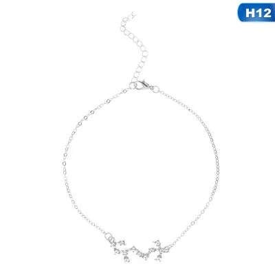 Bohemian 12 Crystal Zodiac Constellation Anklets For Women