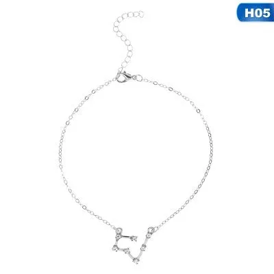 Bohemian 12 Crystal Zodiac Constellation Anklets For Women