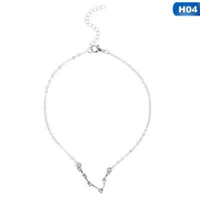 Bohemian 12 Crystal Zodiac Constellation Anklets For Women