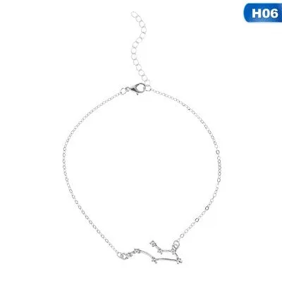 Bohemian 12 Crystal Zodiac Constellation Anklets For Women