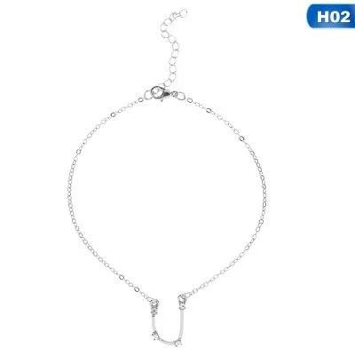 Bohemian 12 Crystal Zodiac Constellation Anklets For Women