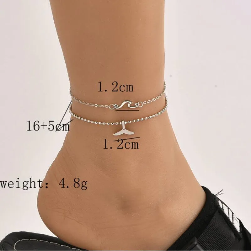 Bohemian Beach Wave Fish tail Anklets Set For Women