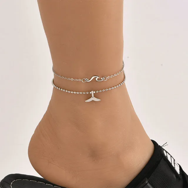 Bohemian Beach Wave Fish tail Anklets Set For Women