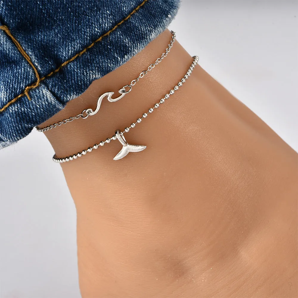 Bohemian Beach Wave Fish tail Anklets Set For Women