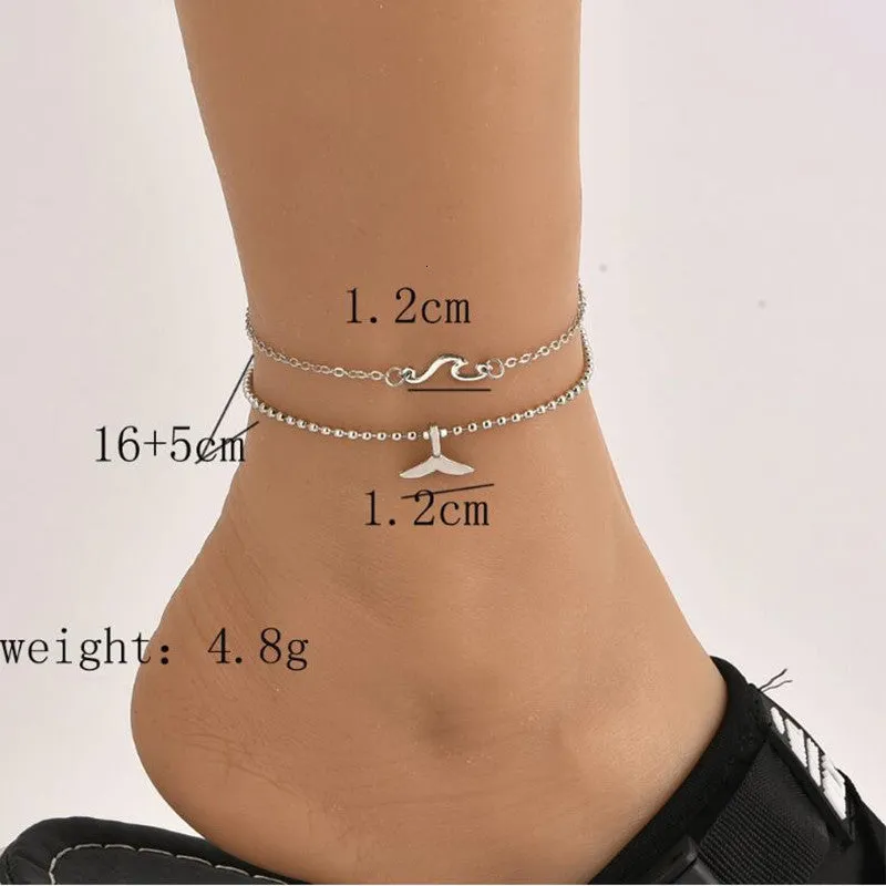 Bohemian Beach Wave Fish tail Anklets Set For Women
