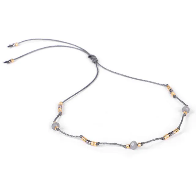 Bohemian Colored Beads Wax Thread DIY Anklet Women