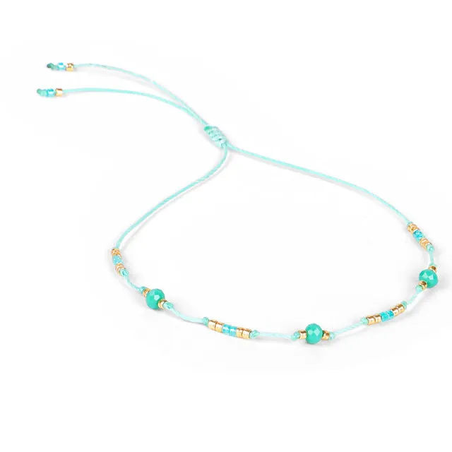 Bohemian Colored Beads Wax Thread DIY Anklet Women