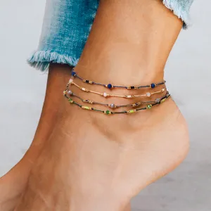 Bohemian Colored Beads Wax Thread DIY Anklet Women
