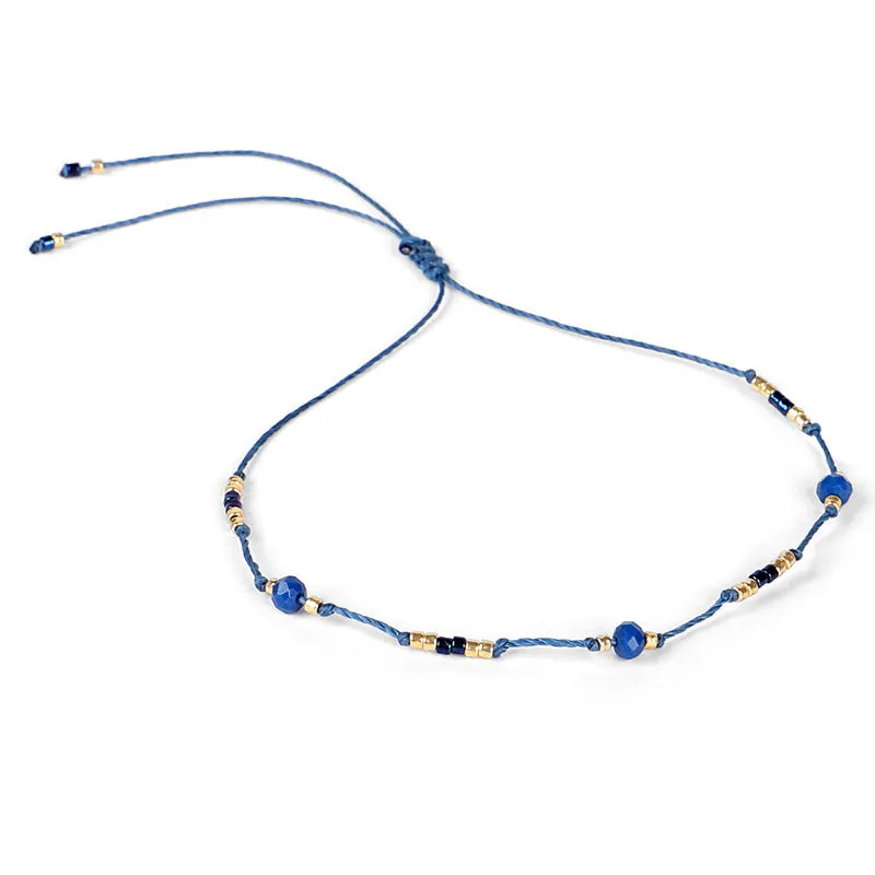 Bohemian Colored Beads Wax Thread DIY Anklet Women