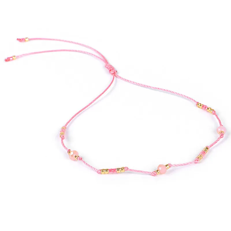 Bohemian Colored Beads Wax Thread DIY Anklet Women