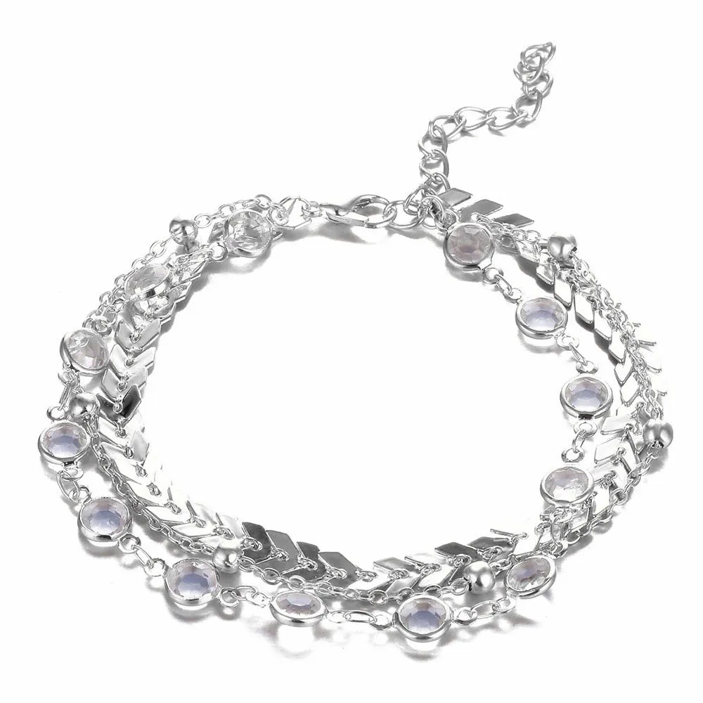 Bohemian Crystal Sequins Anklet Set