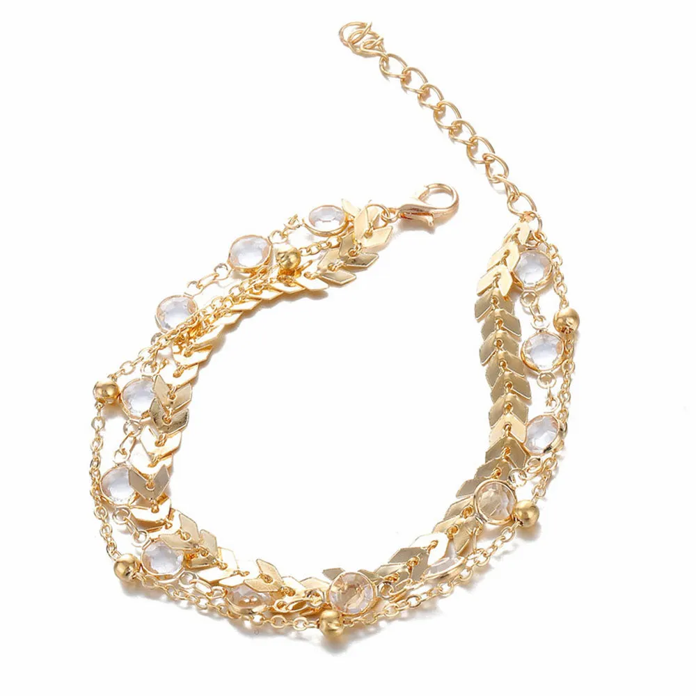 Bohemian Crystal Sequins Anklet Set