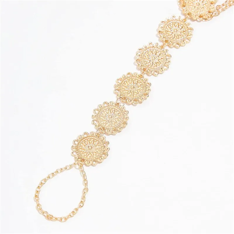 Bohemian Fashion Gold Color Flower Coin Anklet