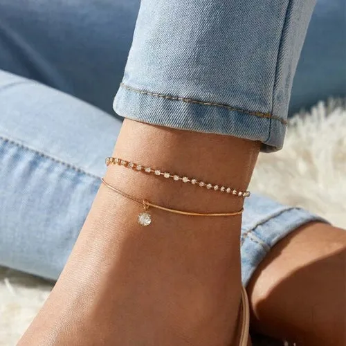Bohemian Fashion Gold Color Flower Coin Anklet