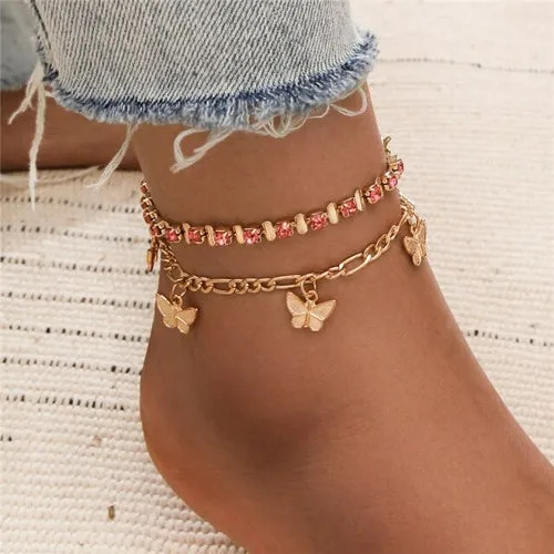 Bohemian Fashion Gold Color Flower Coin Anklet