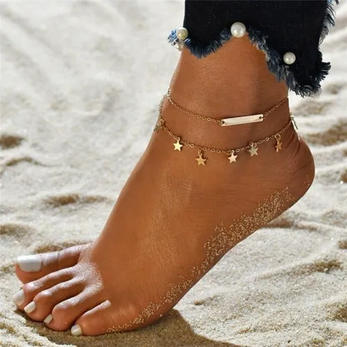 Bohemian Fashion Gold Color Flower Coin Anklet
