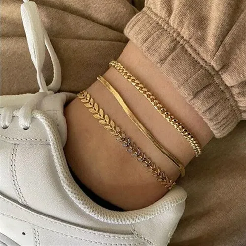 Bohemian Fashion Gold Color Flower Coin Anklet