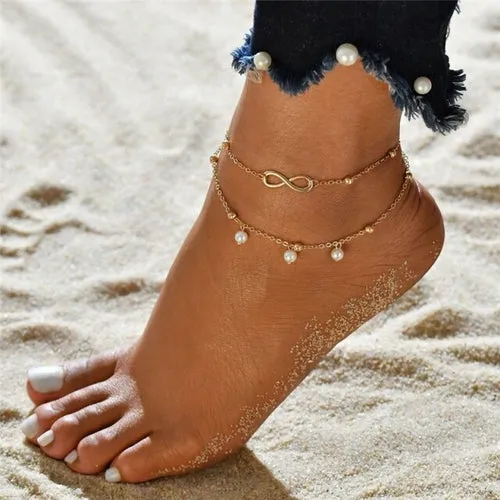 Bohemian Fashion Gold Color Flower Coin Anklet