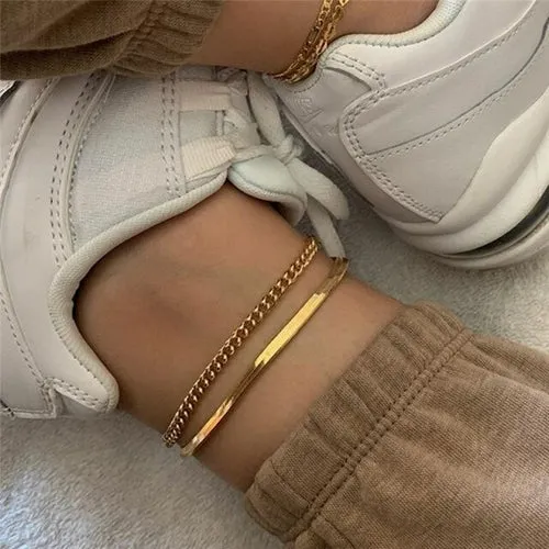 Bohemian Fashion Gold Color Flower Coin Anklet