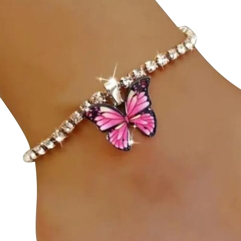 Bohemian Geometric Rhinestone Chain Anklets