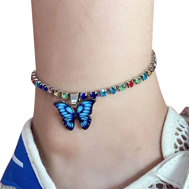 Bohemian Geometric Rhinestone Chain Anklets