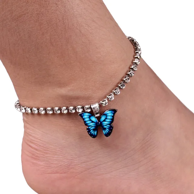 Bohemian Geometric Rhinestone Chain Anklets