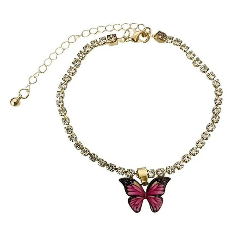 Bohemian Geometric Rhinestone Chain Anklets