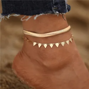 Bohemian Gold Color Multilayer Crystal Butterfly Anklets For Women