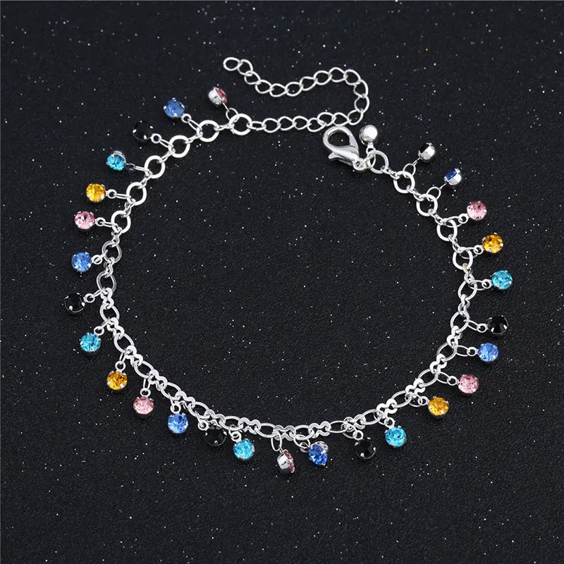Bohemian Multicolor CZ Crystal Anklets For Women