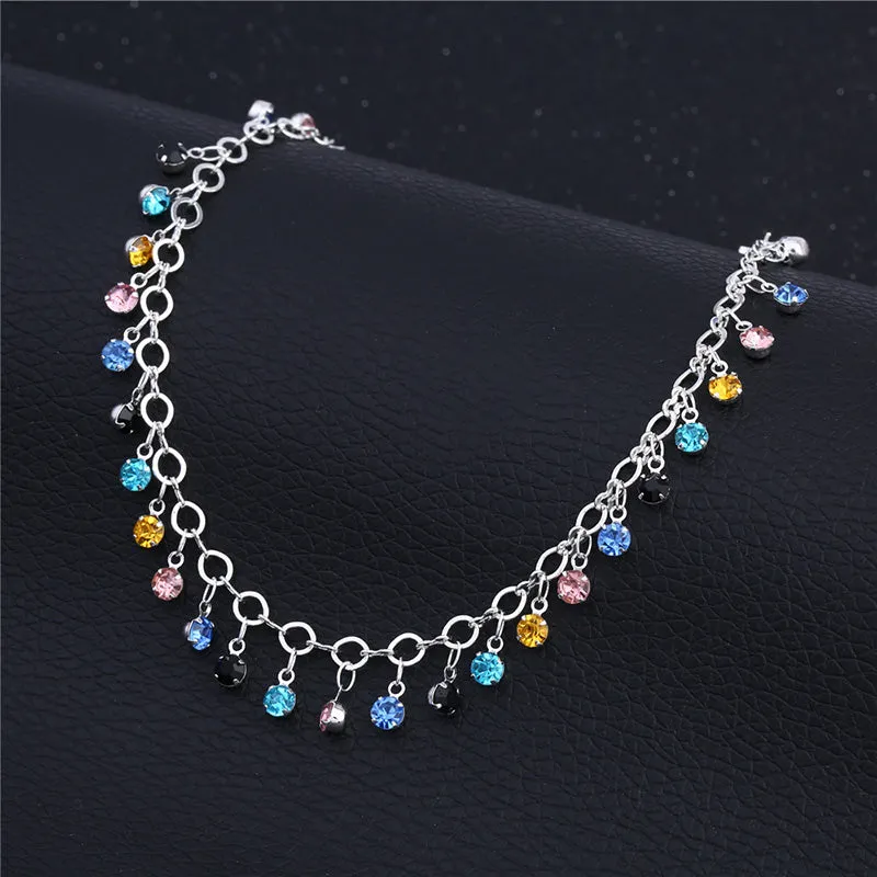 Bohemian Multicolor CZ Crystal Anklets For Women
